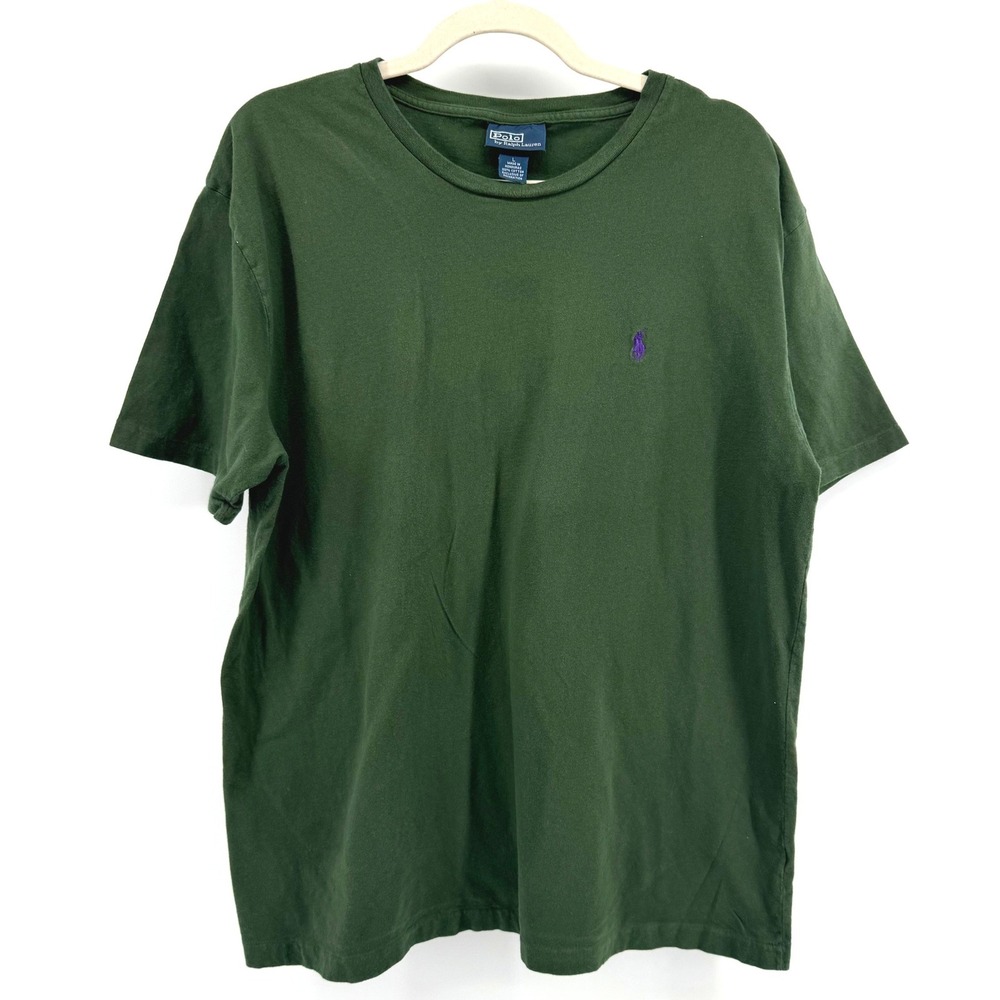 Polo Ralph Lauren T-Shirt Men Large Green Short Sleeve Purple Pony Preppy Luxury